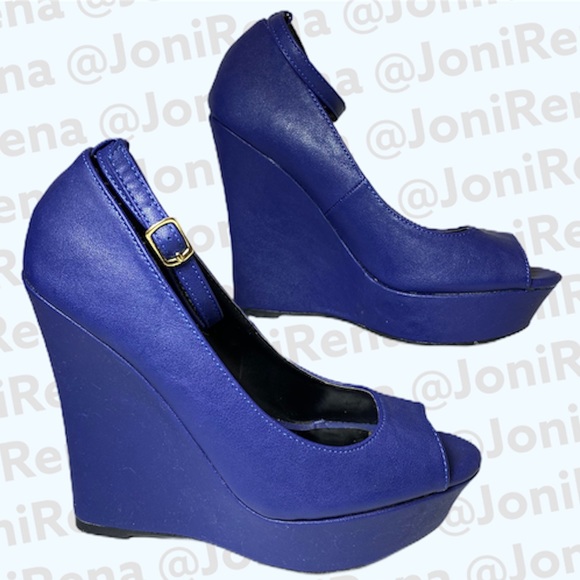 💘 Royal Blue Wedges | Cushion Insoles | SIZE 7 💘 - Picture 3 of 7